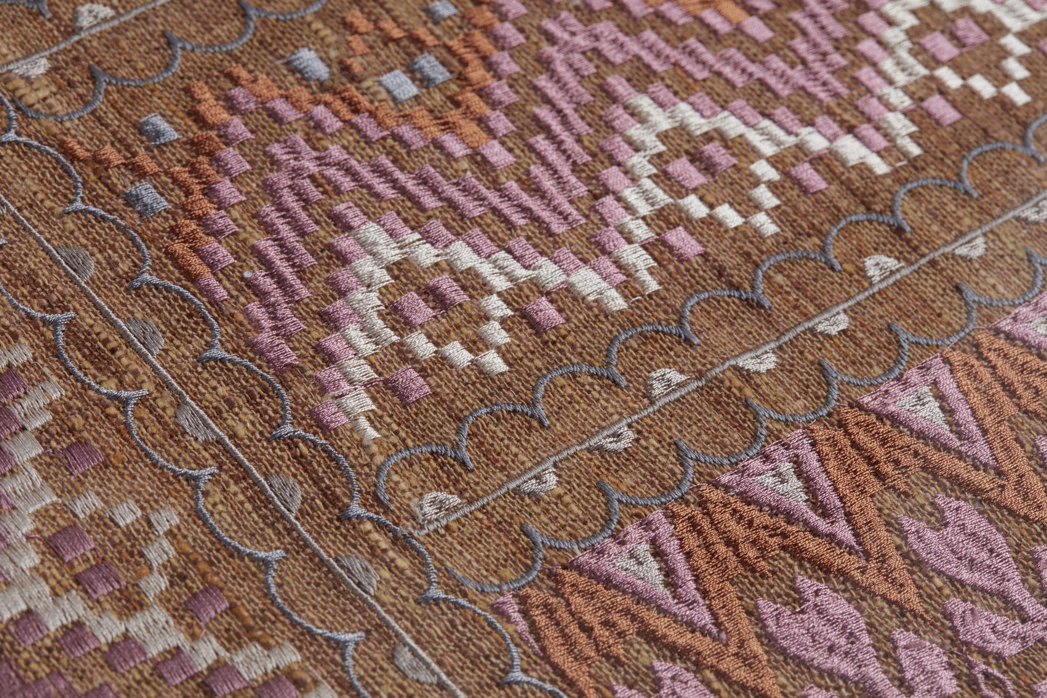 side view of Tanta Petite Pink / Rust luxury Artwork