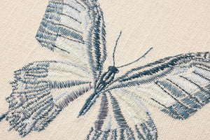 Butterfly Blue Ivory / Blue Rug Art - Macro Detail (H)