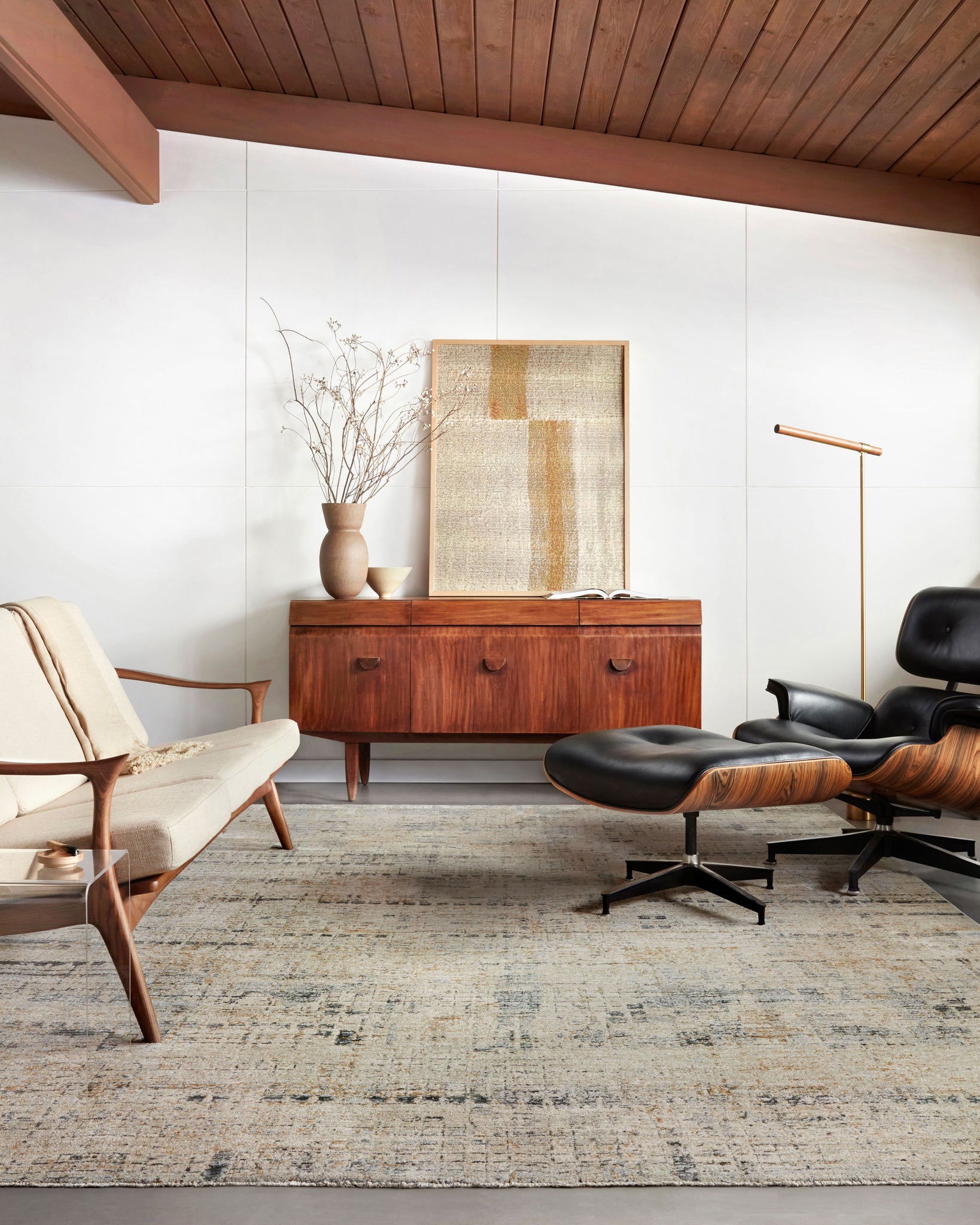 side view of Axel Stone / Sky luxury Rug