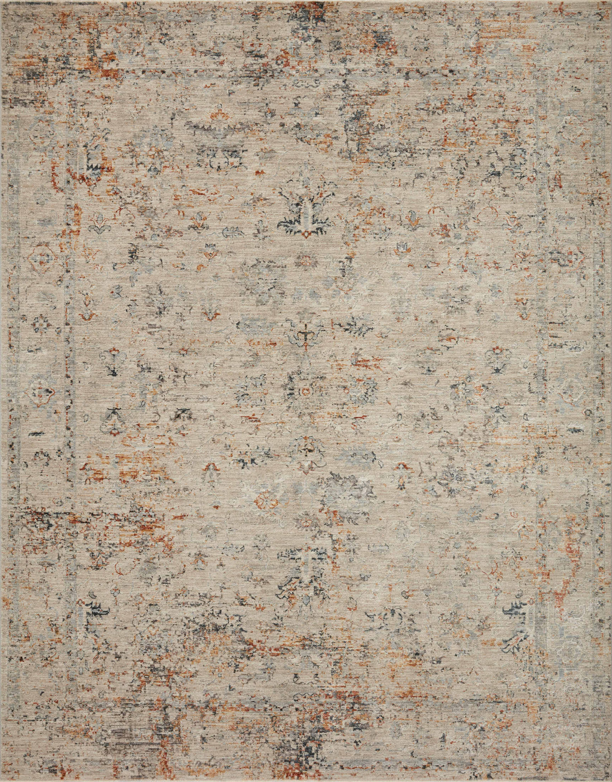 front view of Axel Silver / Spice luxury Rug
