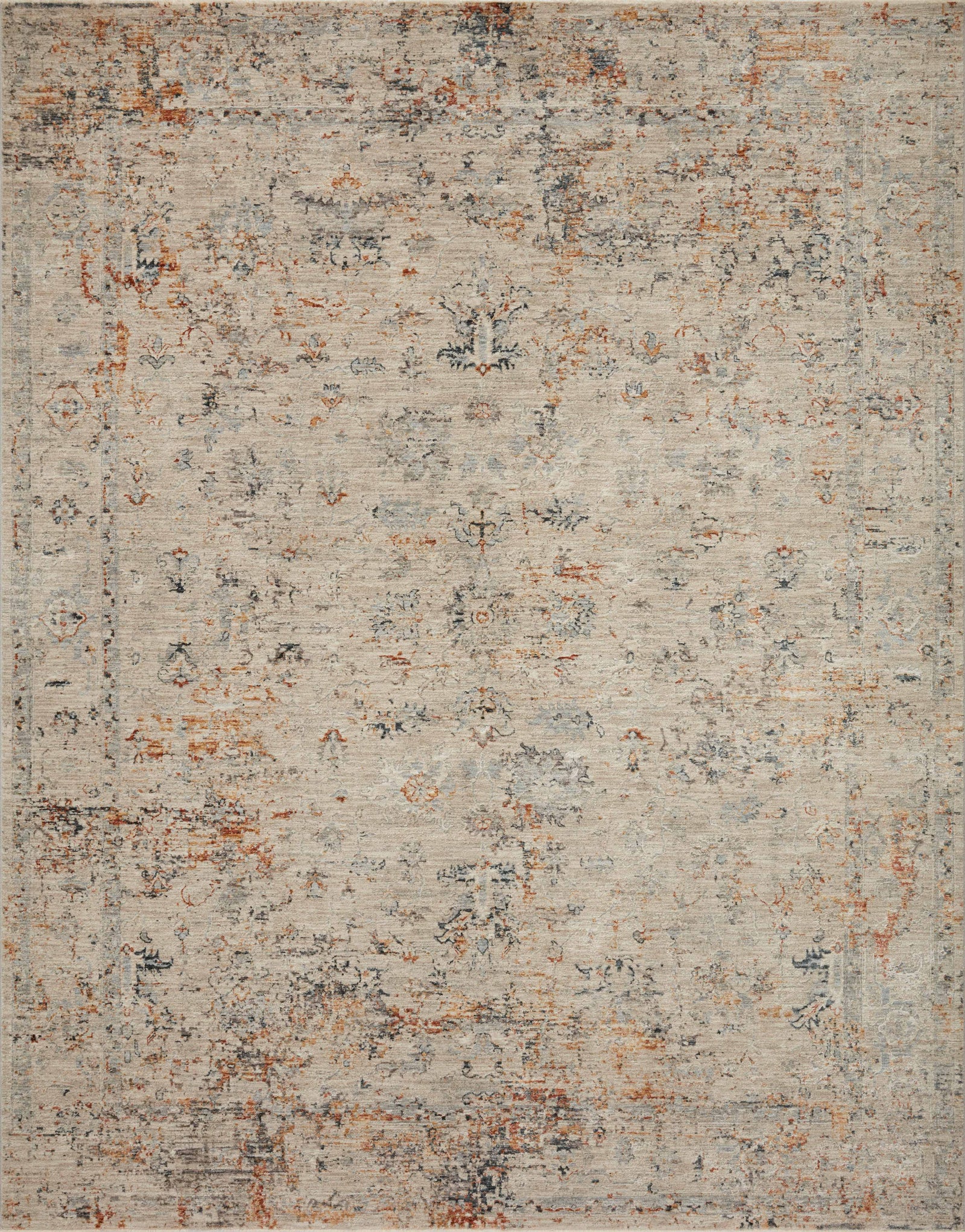 front view of Axel Silver / Spice luxury Rug