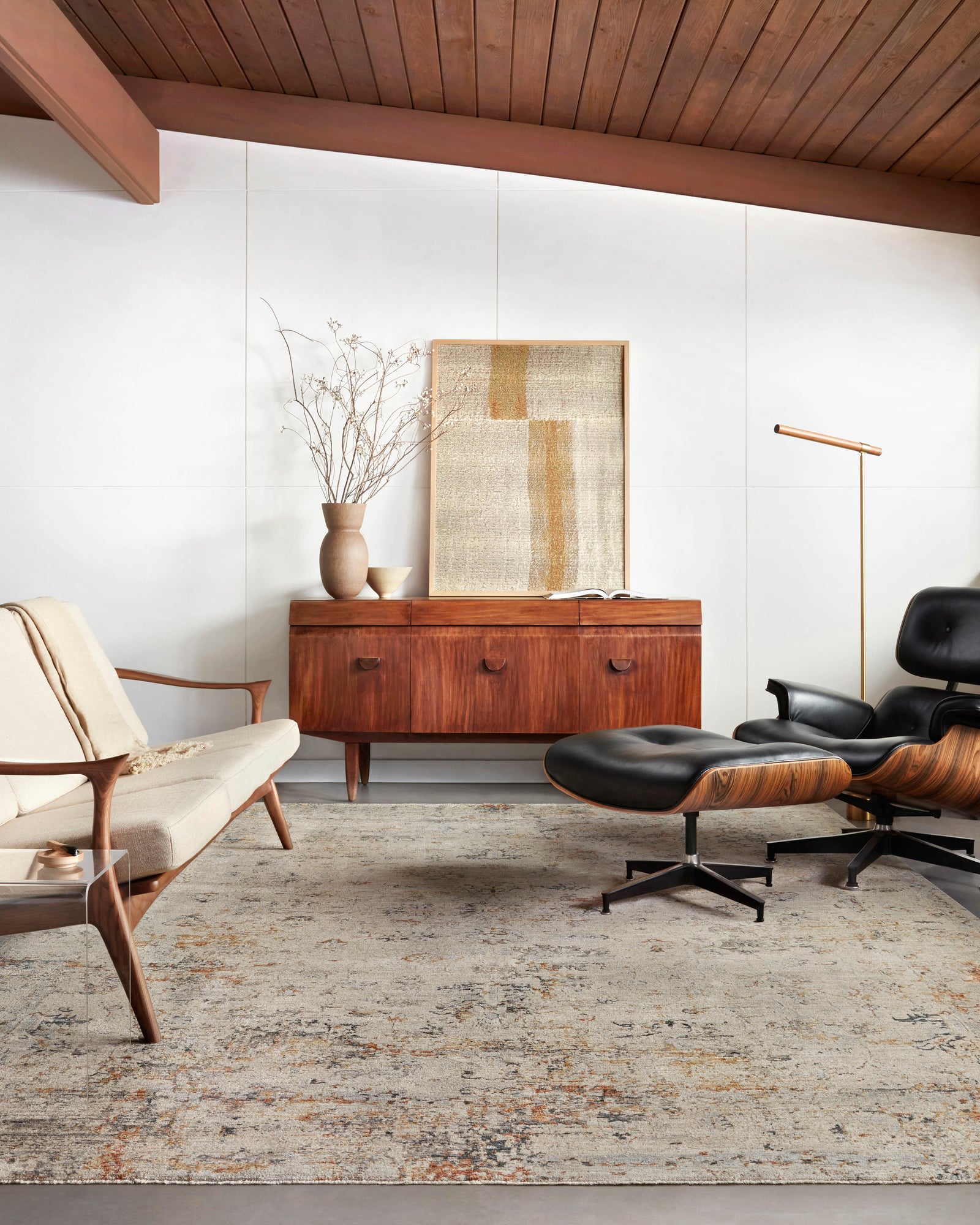 front view of Axel Silver / Spice luxury Rug