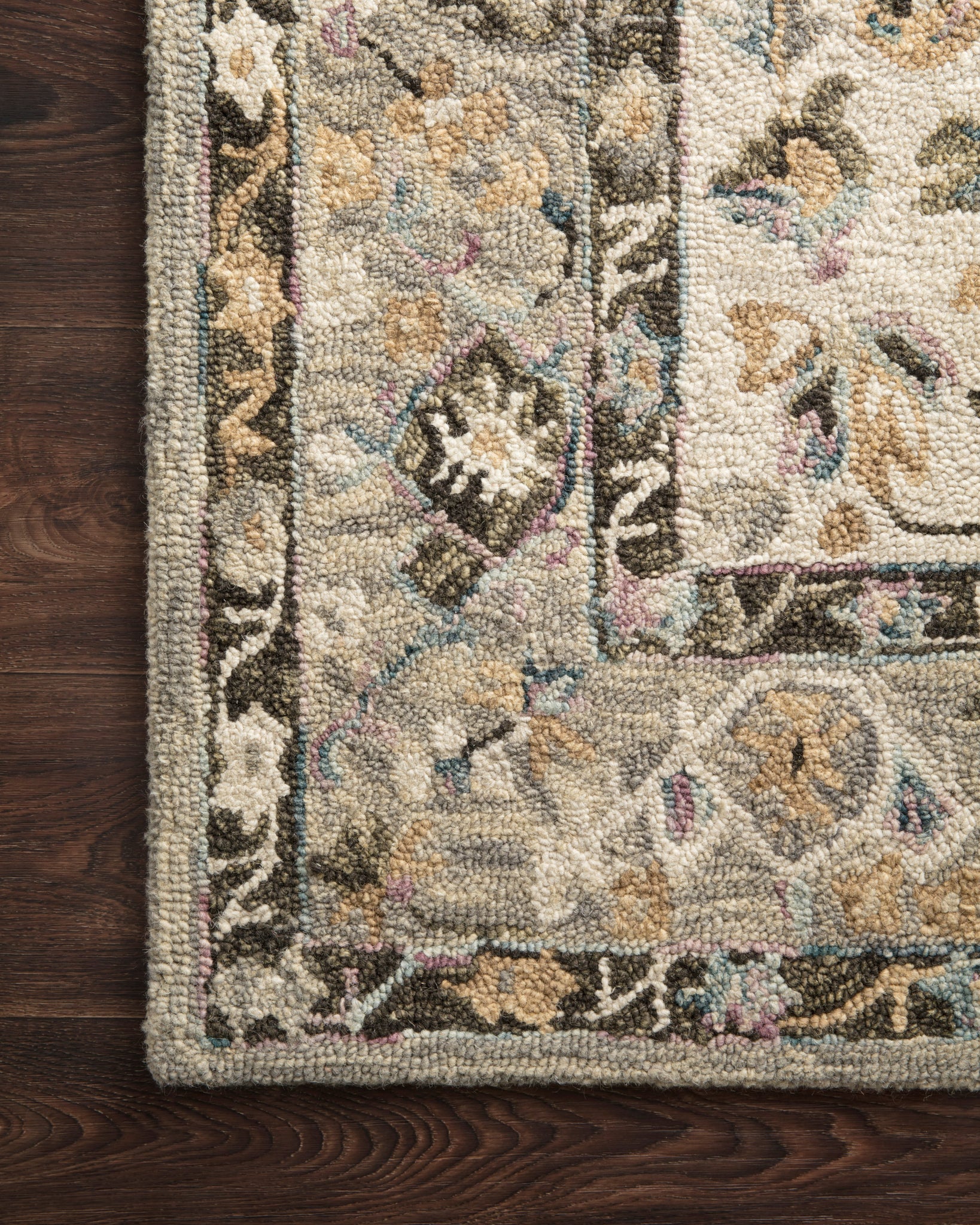 lifestyle view of Beatty Grey / Ivory luxury Rug