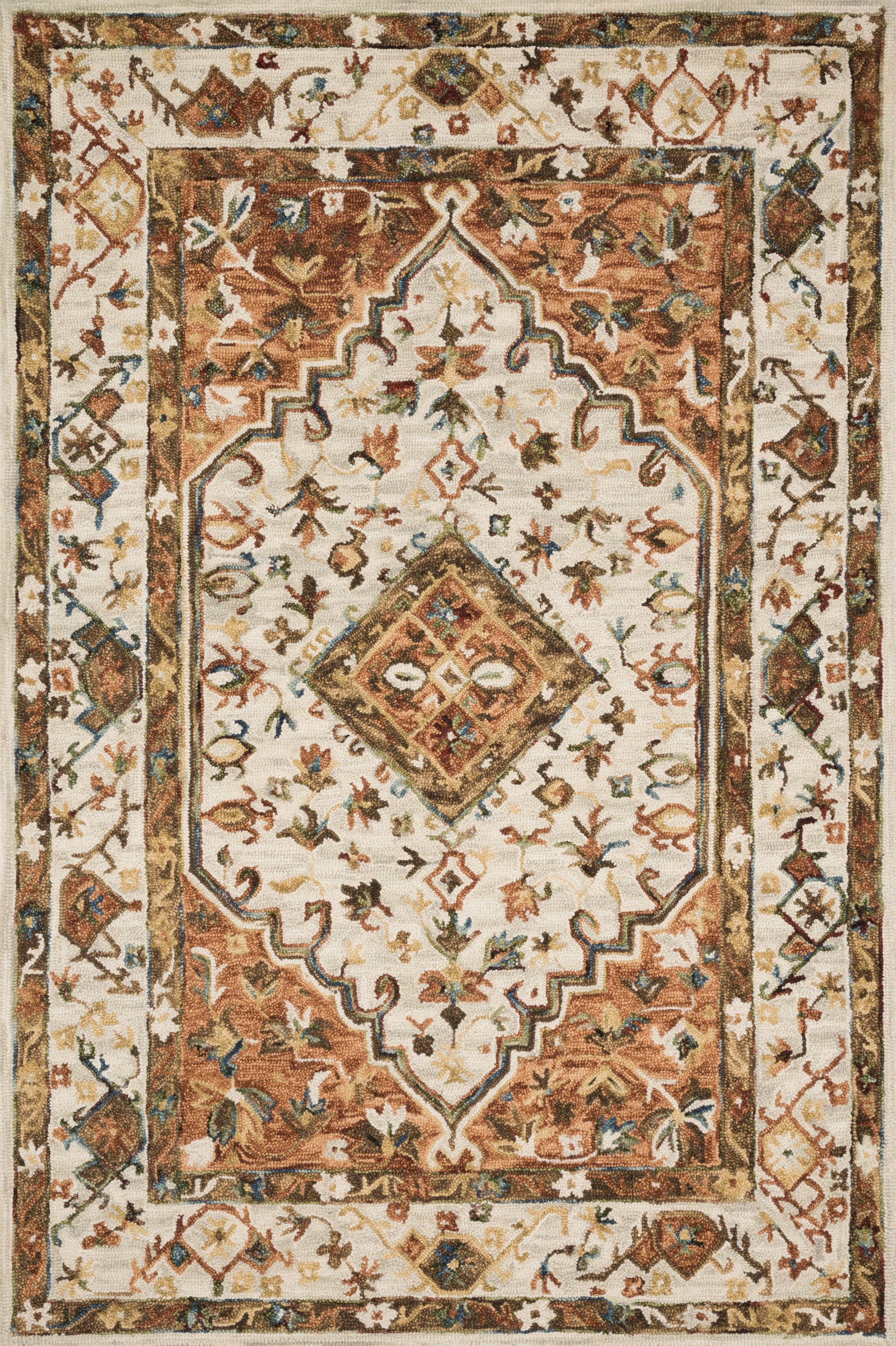 front view of Beatty Beige / Ivory luxury Rug
