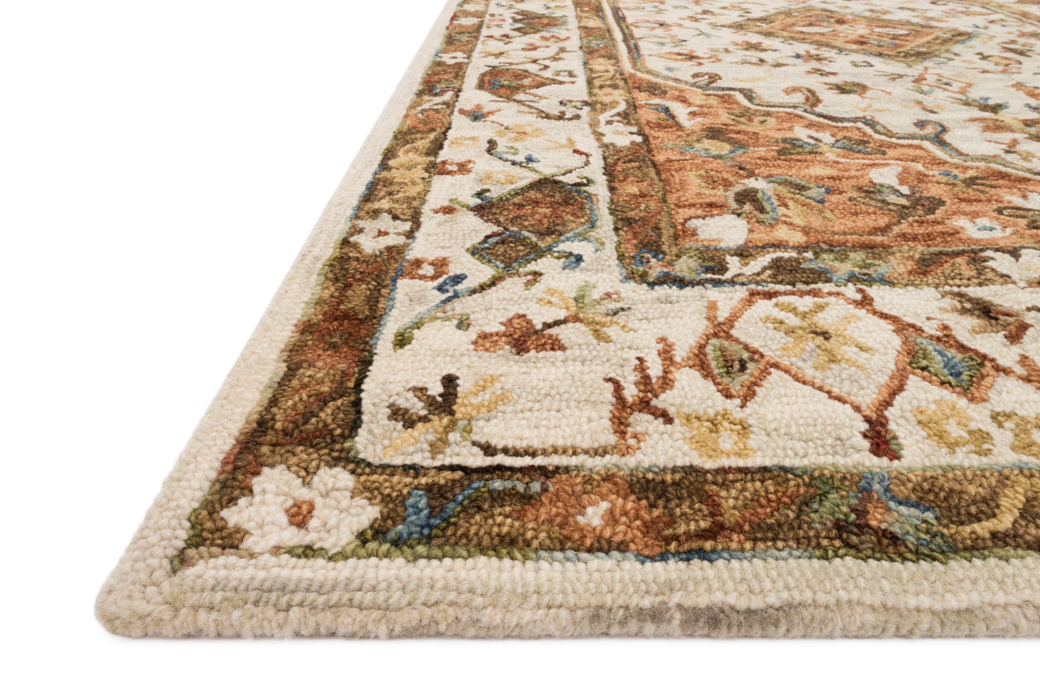 angle view of Beatty Beige / Ivory luxury Rug