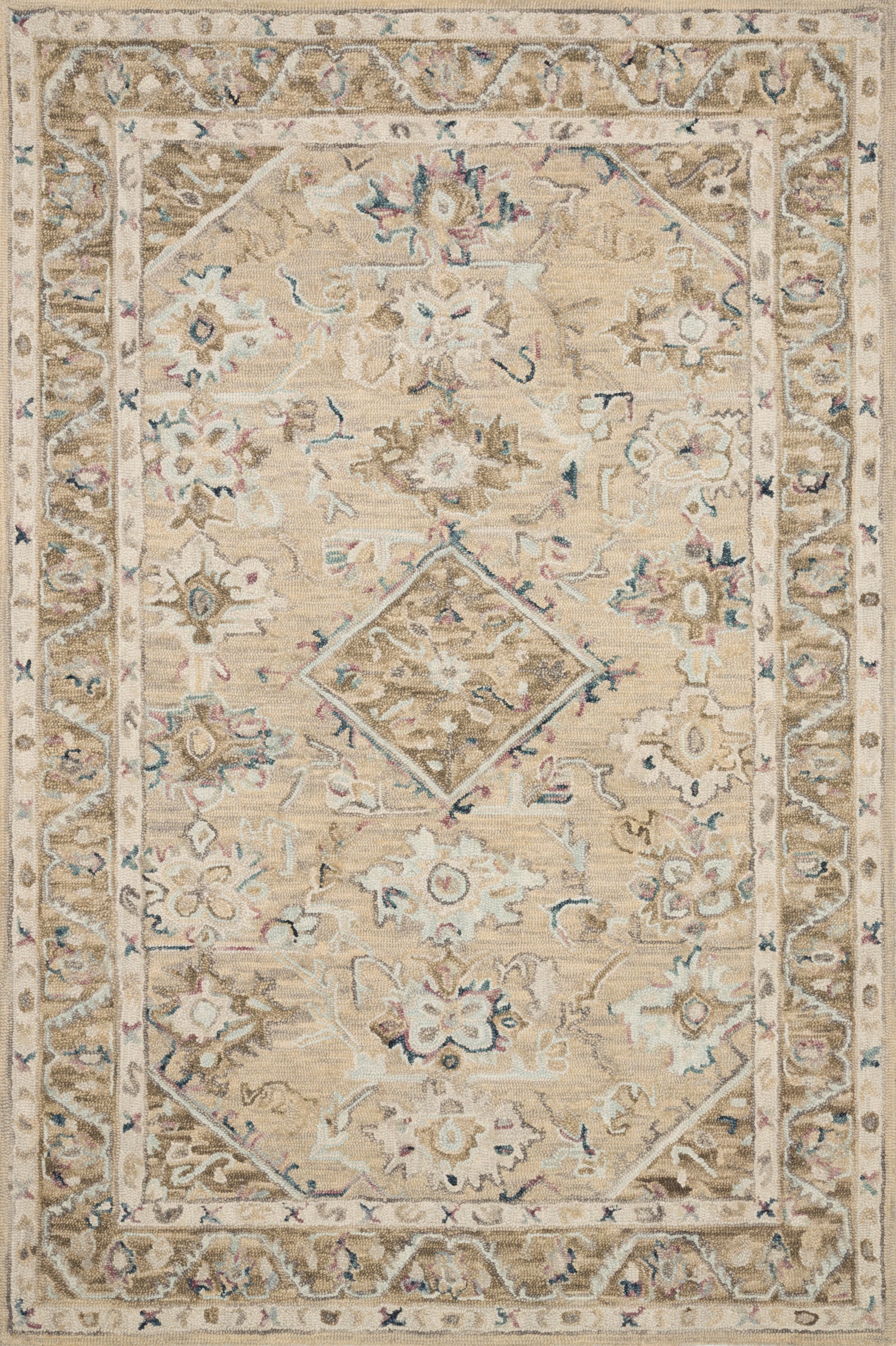 front view of Beatty Beige / Ivory luxury Rug