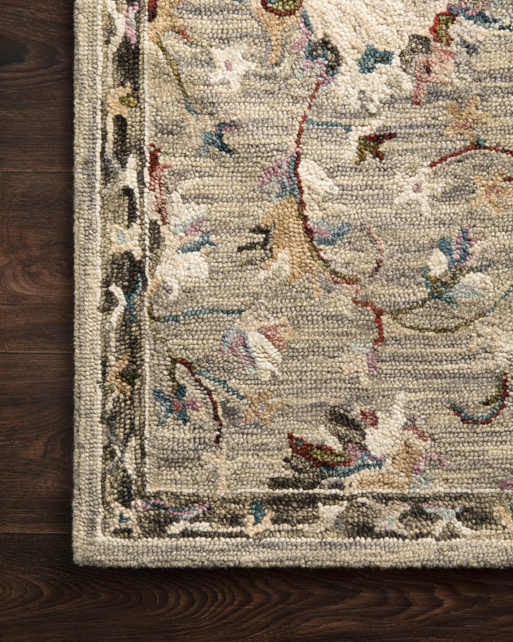 detail view of Beatty Grey / Multi luxury Rug