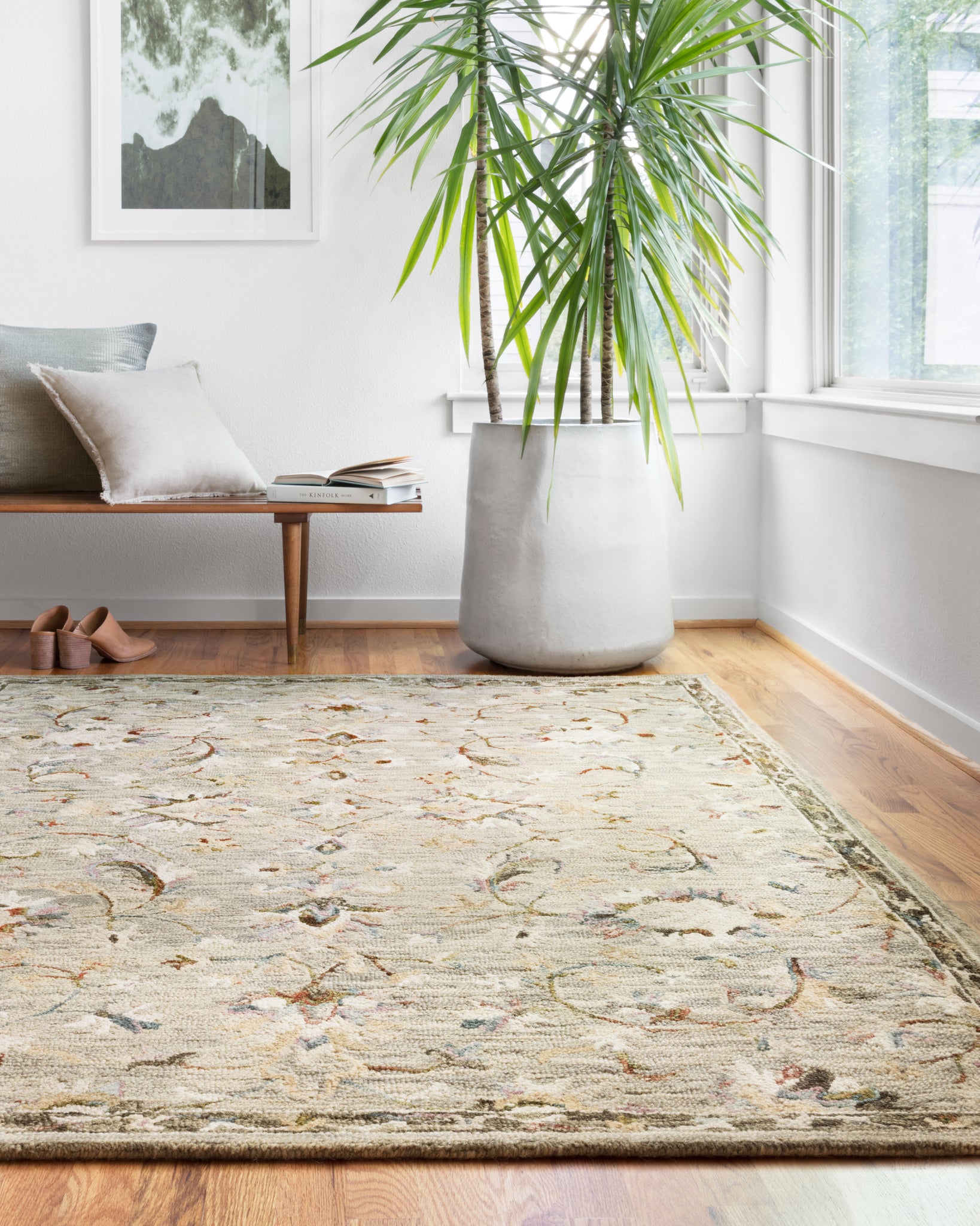 angle view of Beatty Grey / Multi luxury Rug