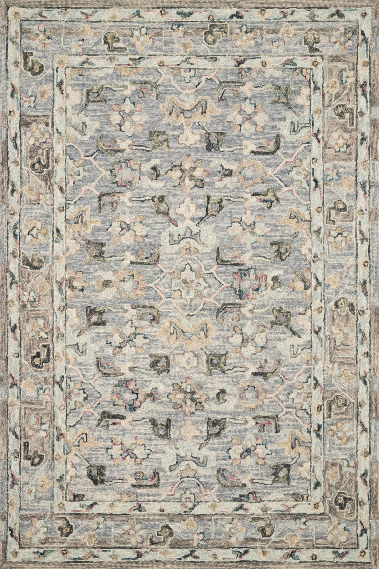 front view of Beatty Light Blue / Multi luxury Rug