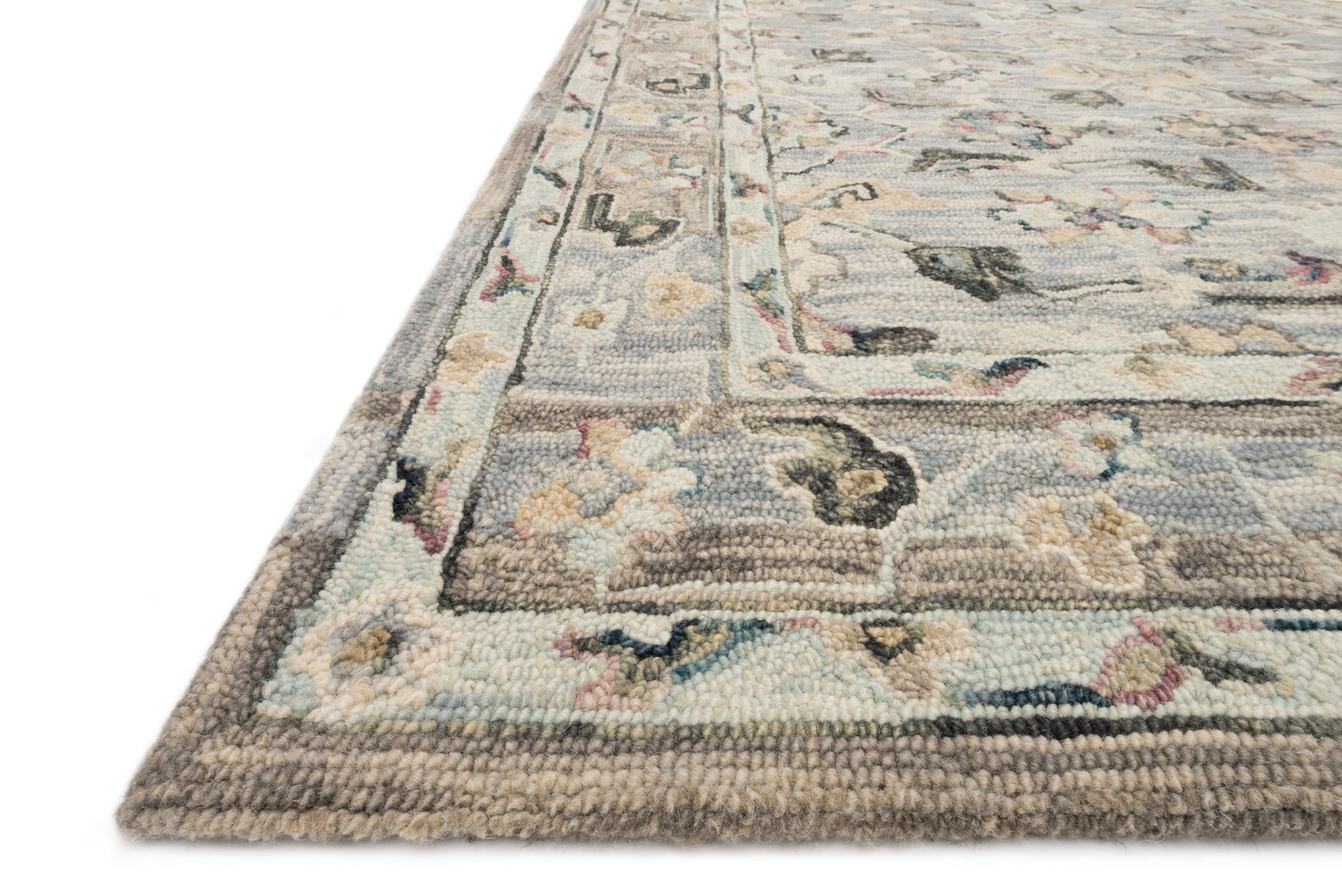 side view of Beatty Light Blue / Multi luxury Rug