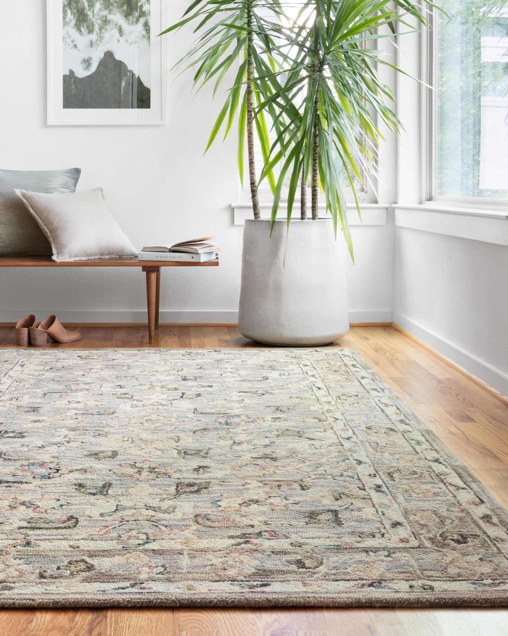 angle view of Beatty Light Blue / Multi luxury Rug