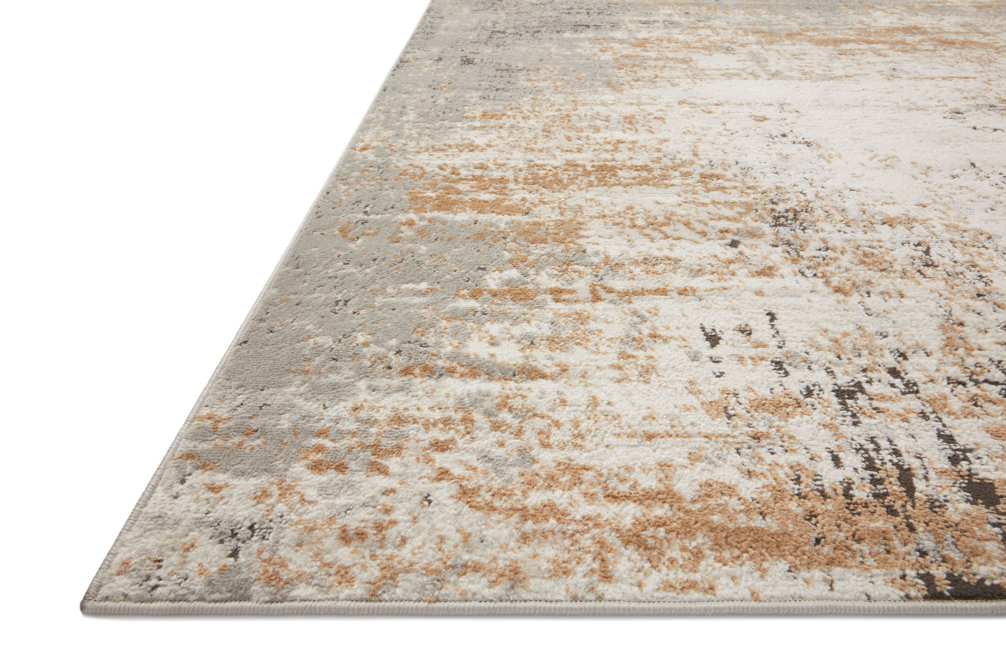 side view of Bianca Stone / Gold luxury Rug