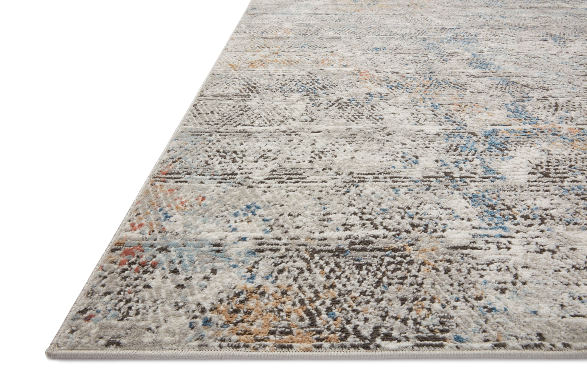 side view of Bianca Grey / Multi luxury Rug
