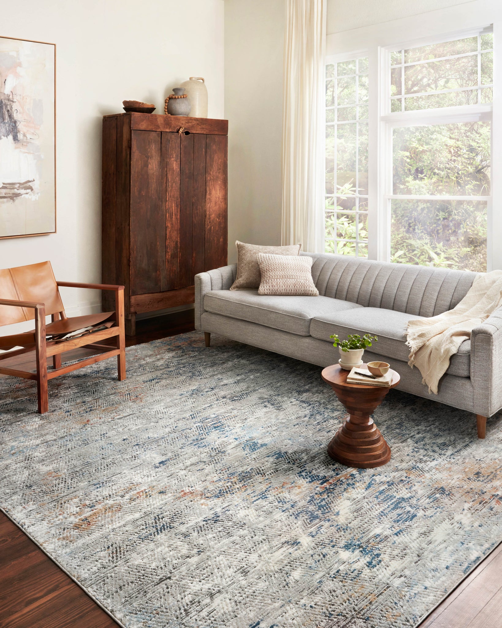 angle view of Bianca Grey / Multi luxury Rug