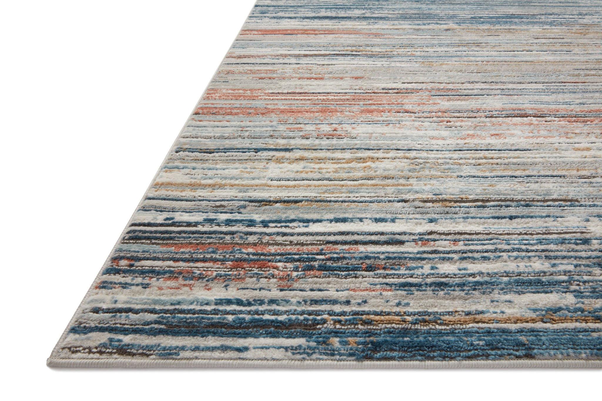 side view of Bianca Pebble / Multi luxury Rug