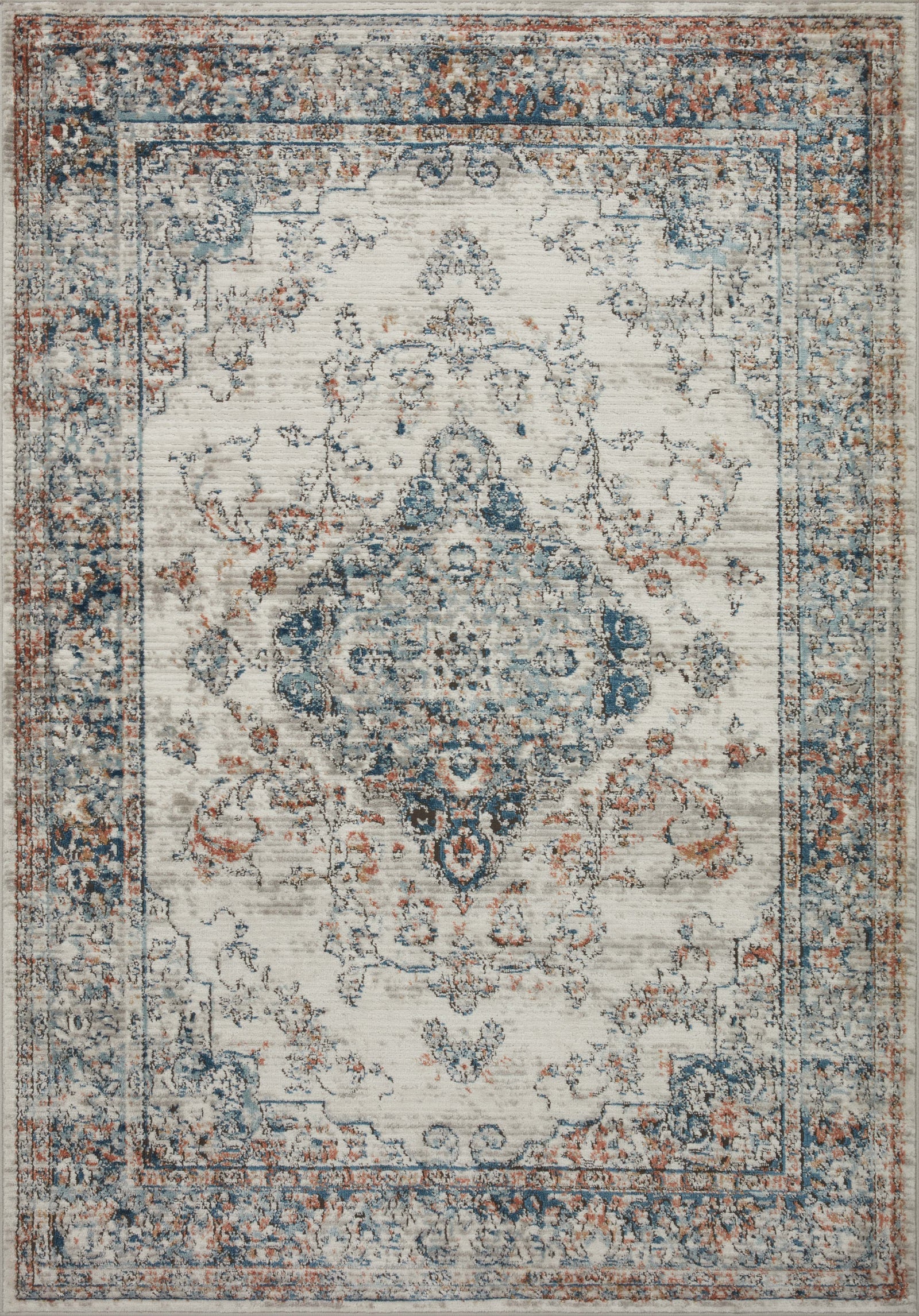 front view of Bianca Ivory / Ocean luxury Rug