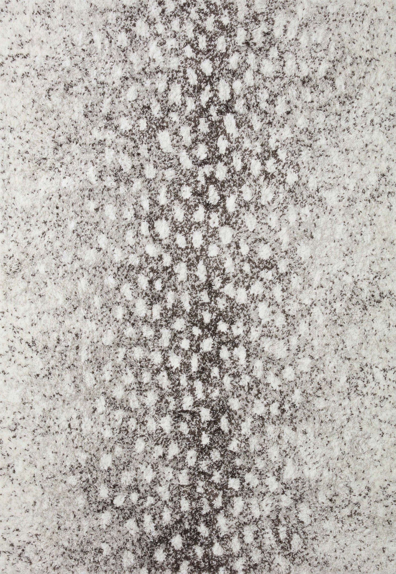 front view of Bliss Shag Grey / White luxury Rug