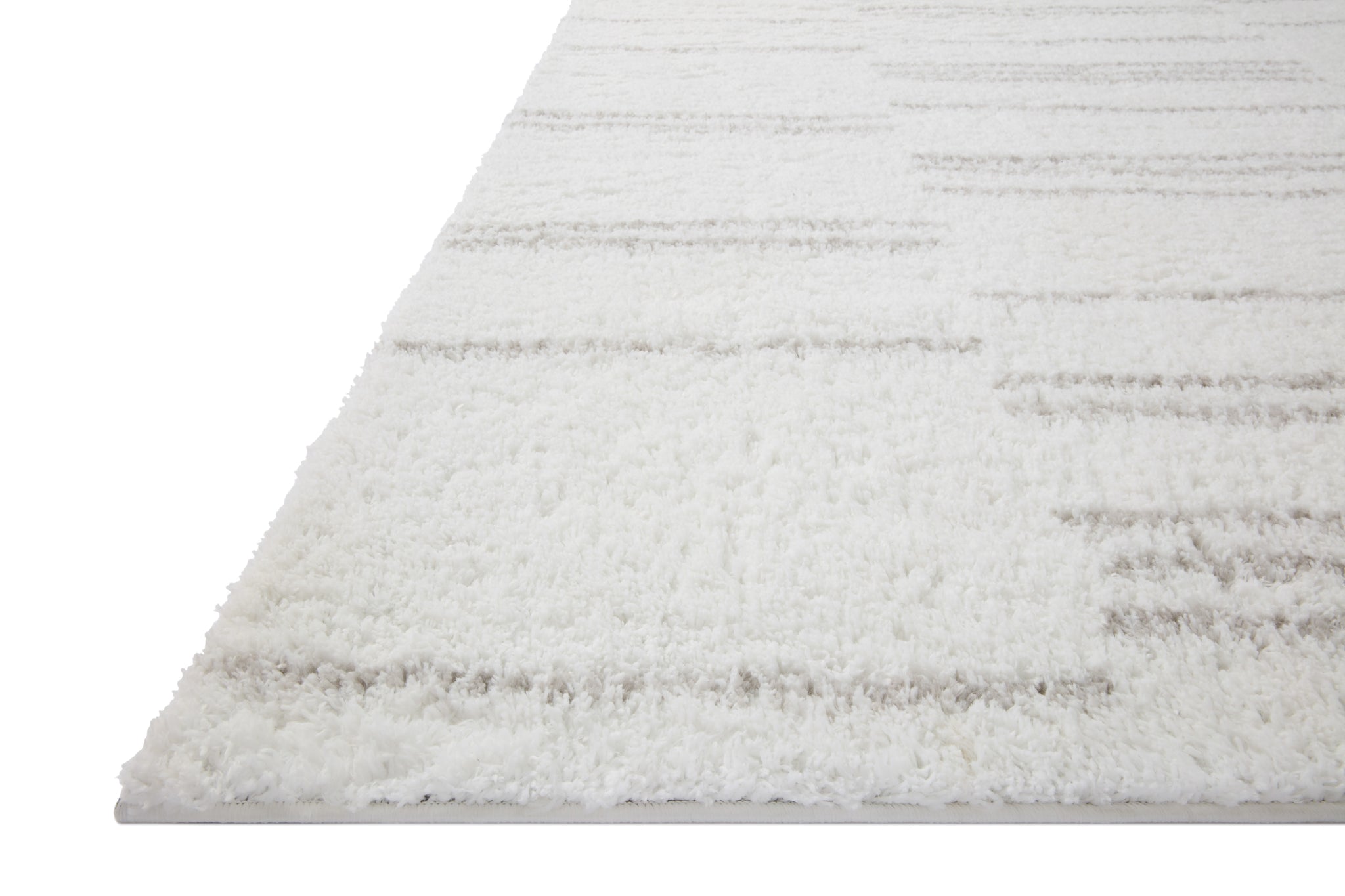 side view of Bliss Shag White / Grey luxury Rug
