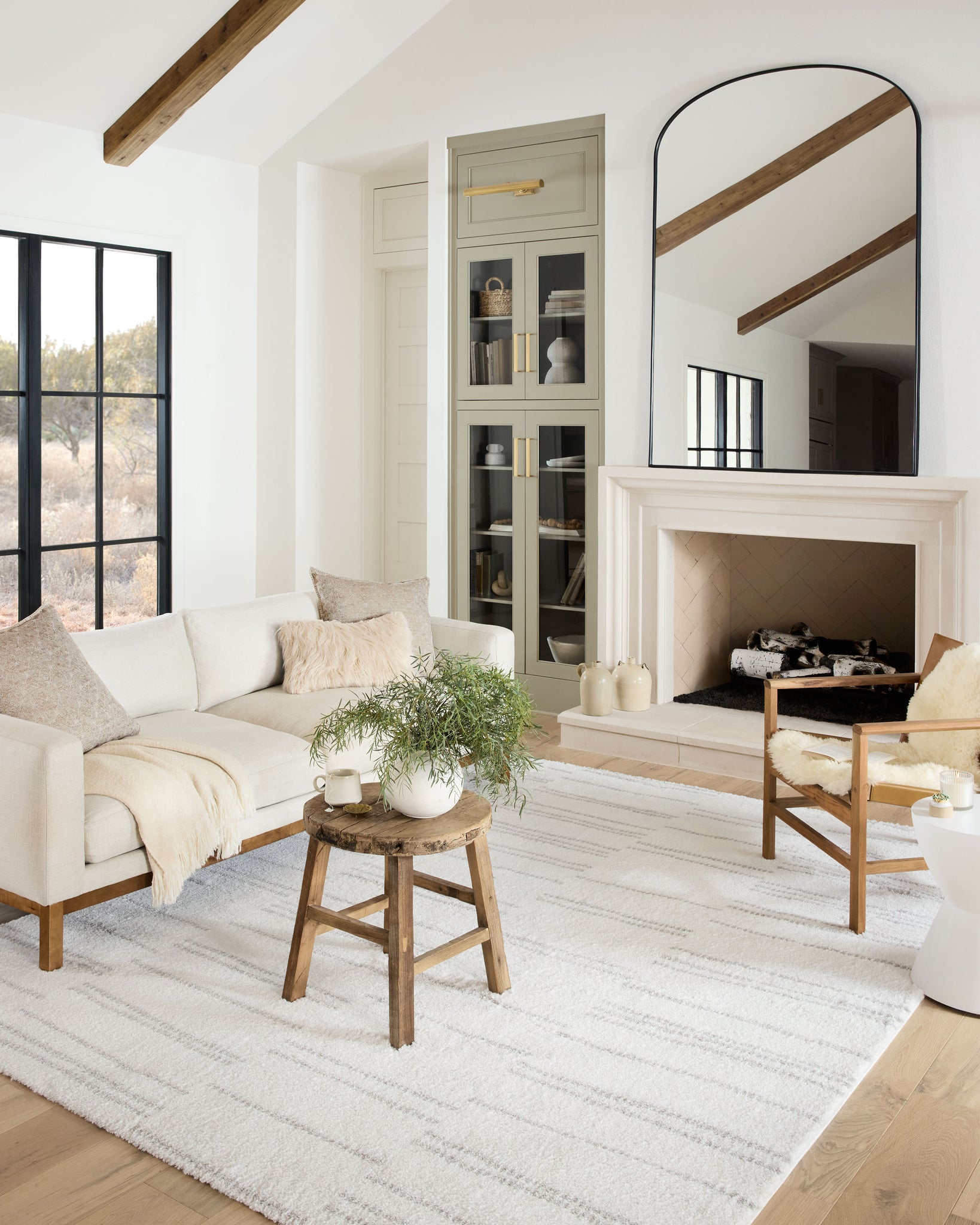 angle view of Bliss Shag White / Grey luxury Rug