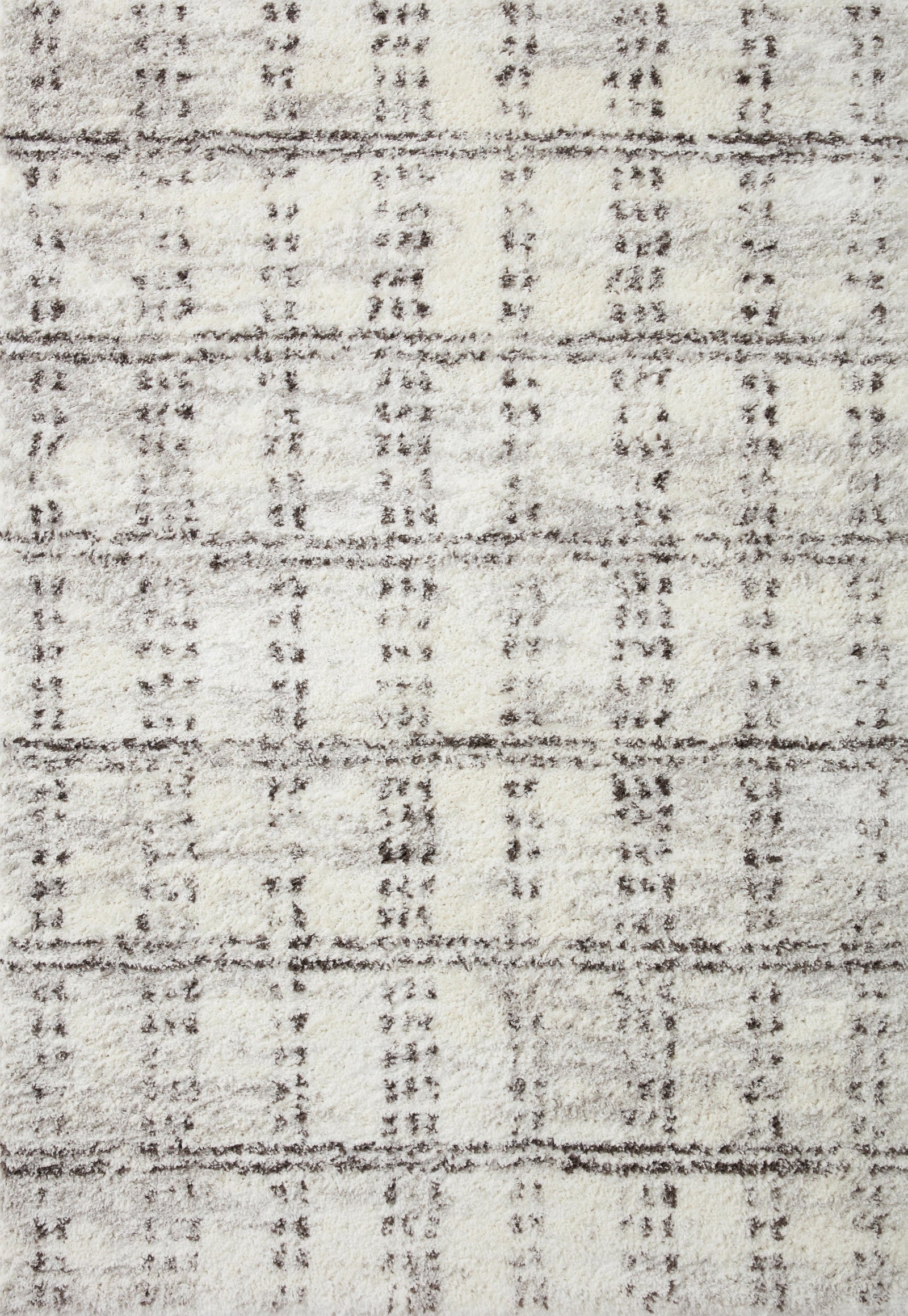 front view of Bliss Shag Cream / Grey luxury Rug