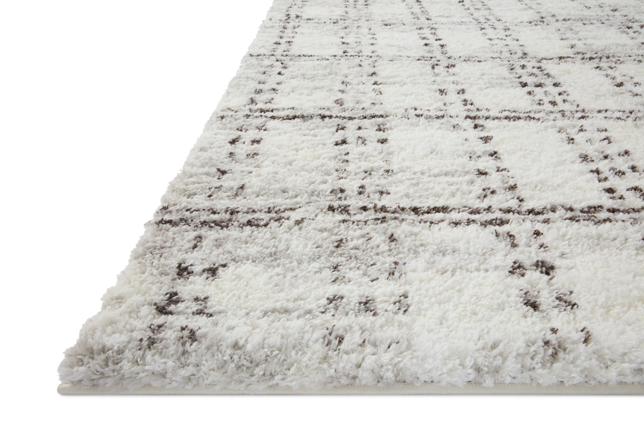 side view of Bliss Shag Cream / Grey luxury Rug