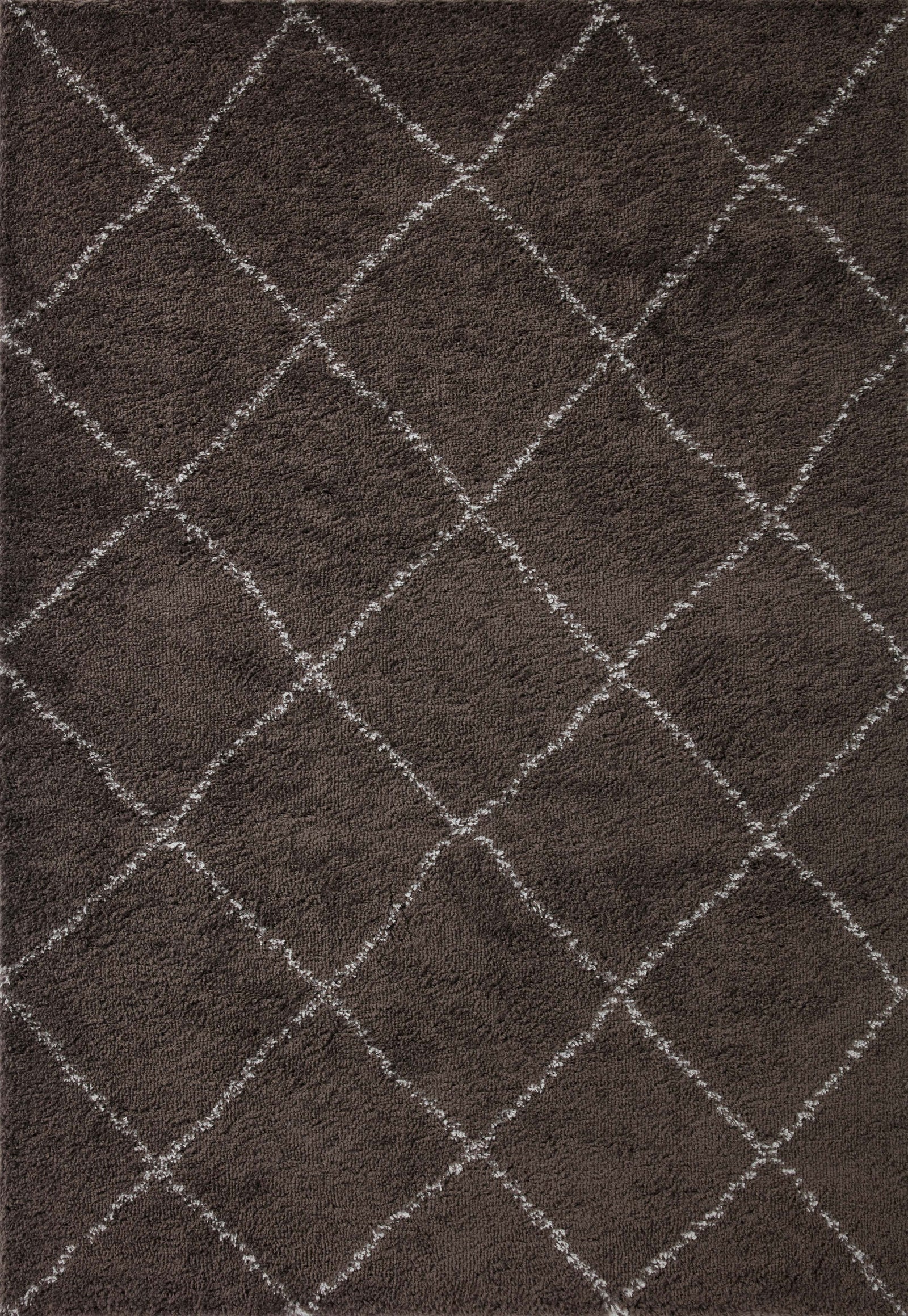 front view of Bliss Shag Grey / White luxury Rug