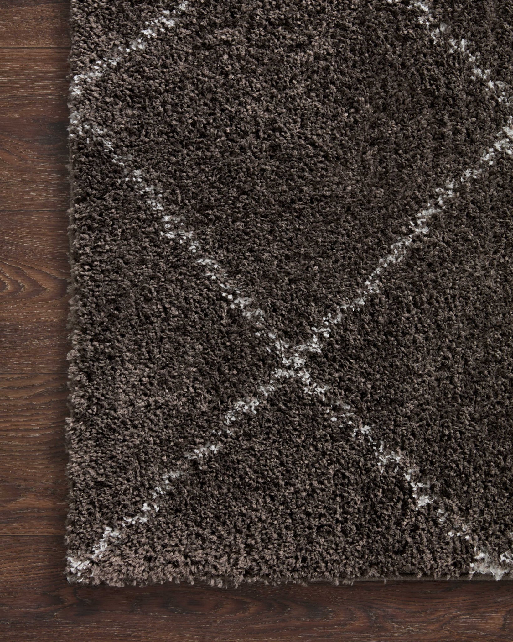 lifestyle view of Bliss Shag Grey / White luxury Rug