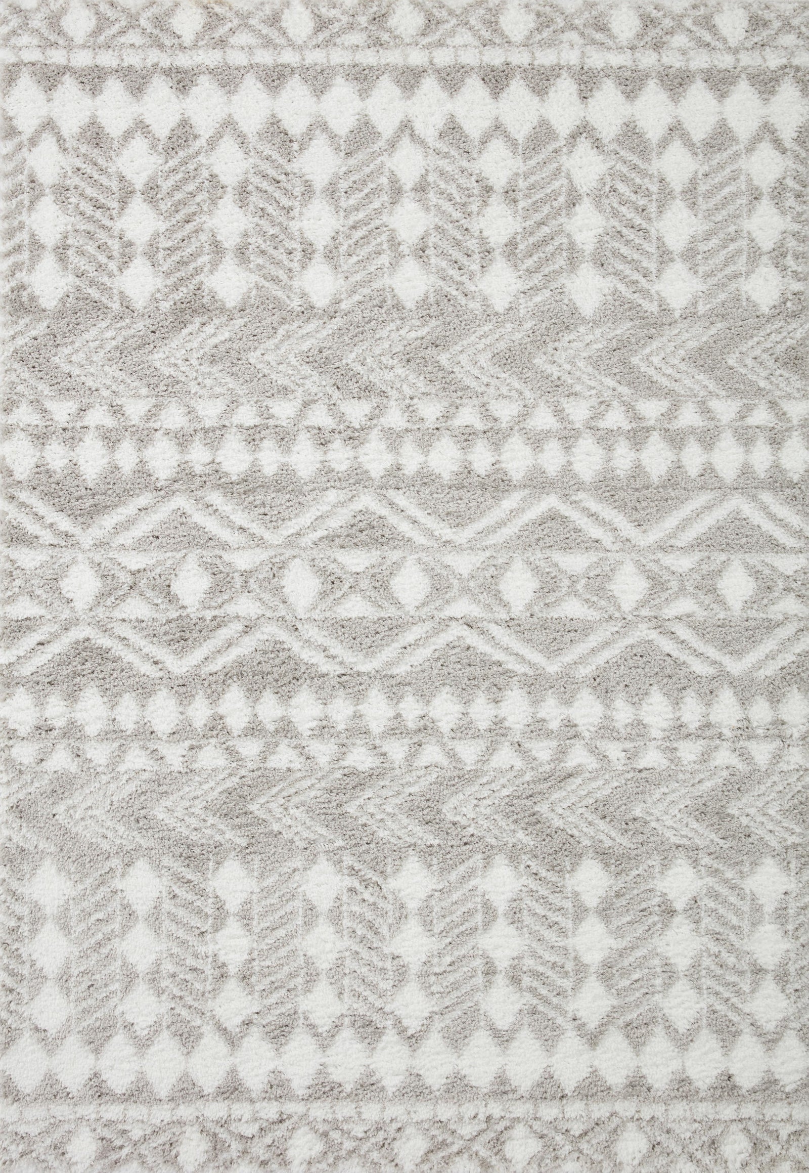 angle view of Bliss Shag Grey / White luxury Rug