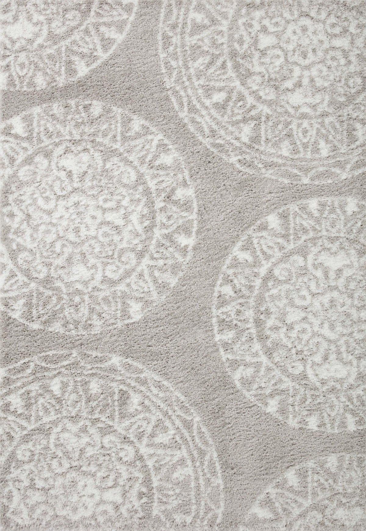 front view of Bliss Shag Grey / White luxury Rug