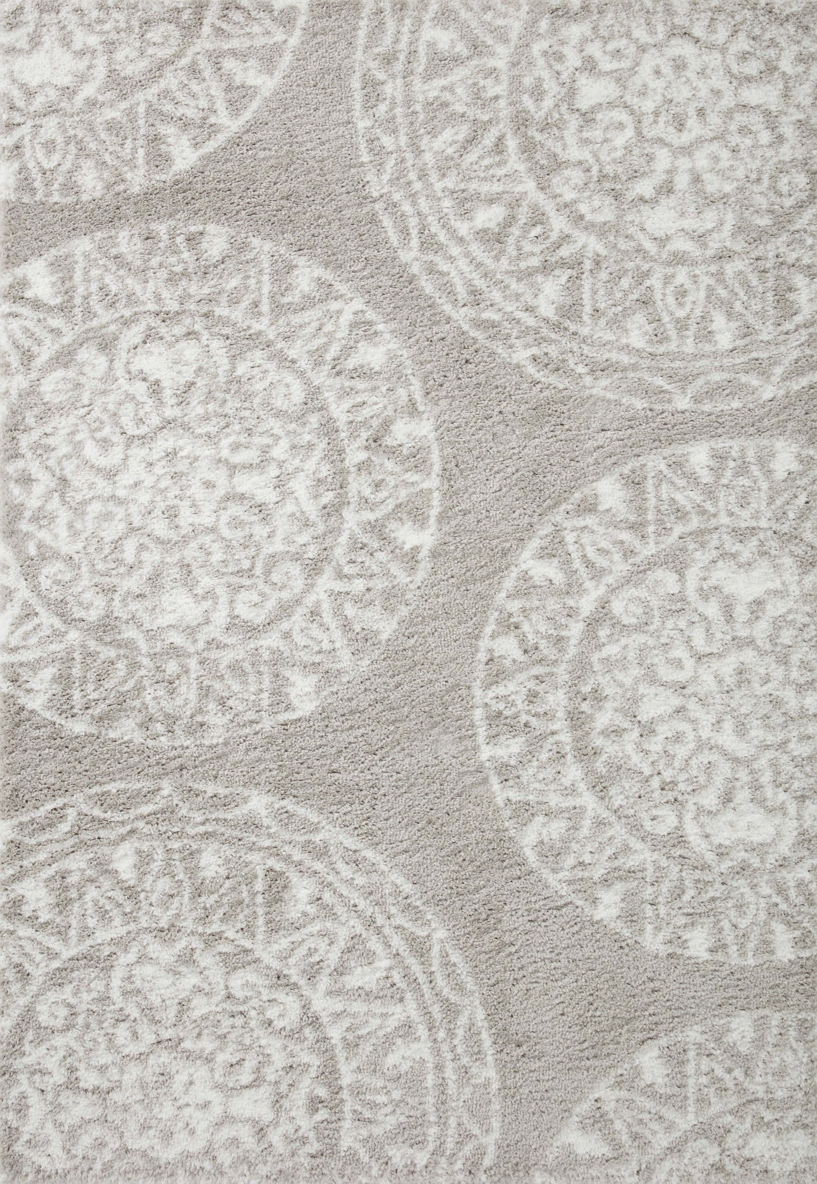 front view of Bliss Shag Grey / White luxury Rug
