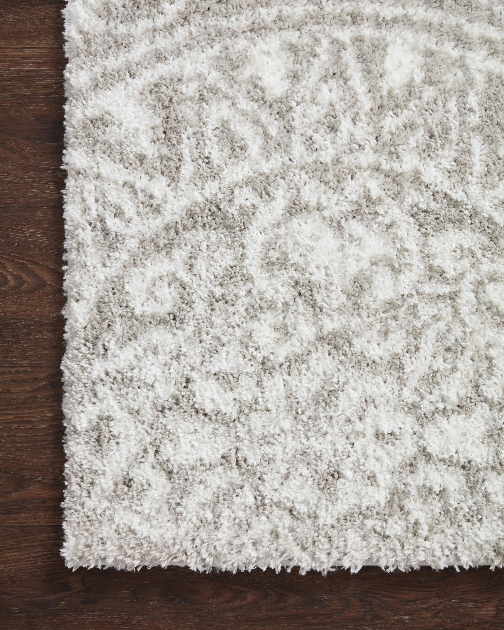 lifestyle view of Bliss Shag Grey / White luxury Rug