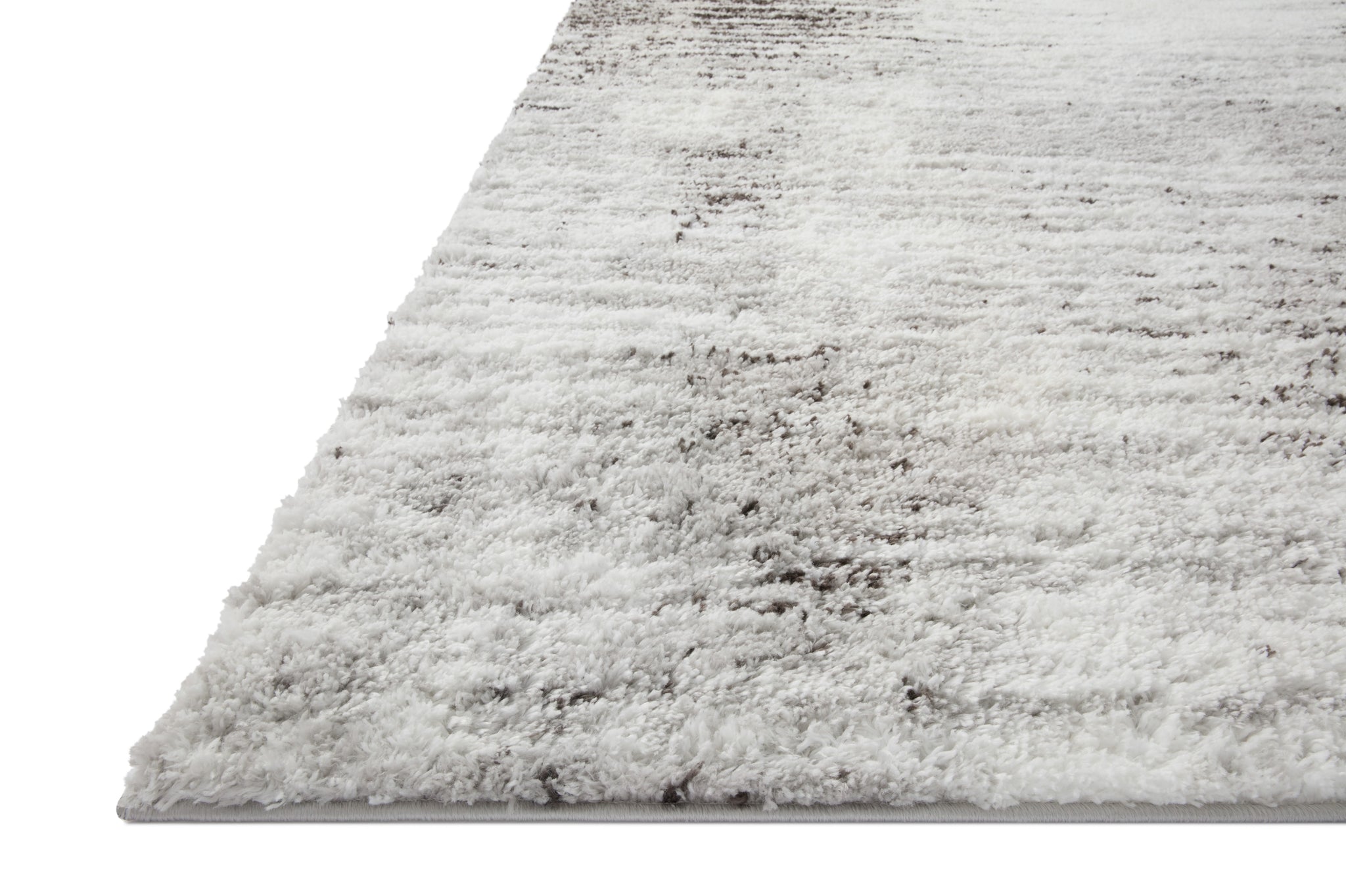 angle view of Bliss Shag Grey / Cream luxury Rug