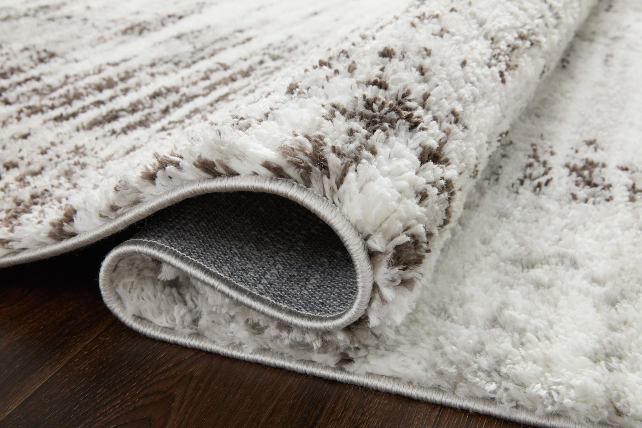 detail view of Bliss Shag Grey / Cream luxury Rug