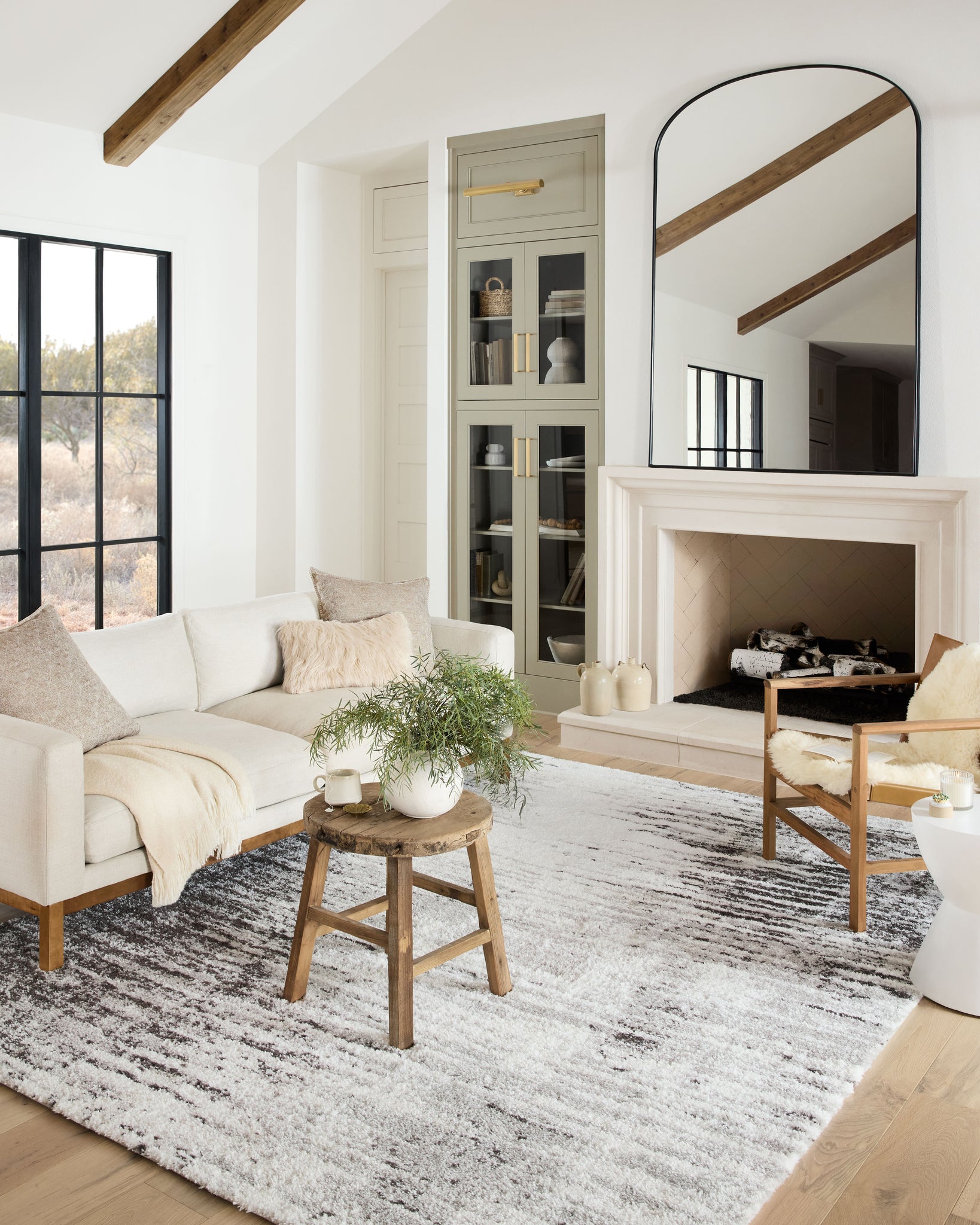 side view of Bliss Shag Grey / Cream luxury Rug