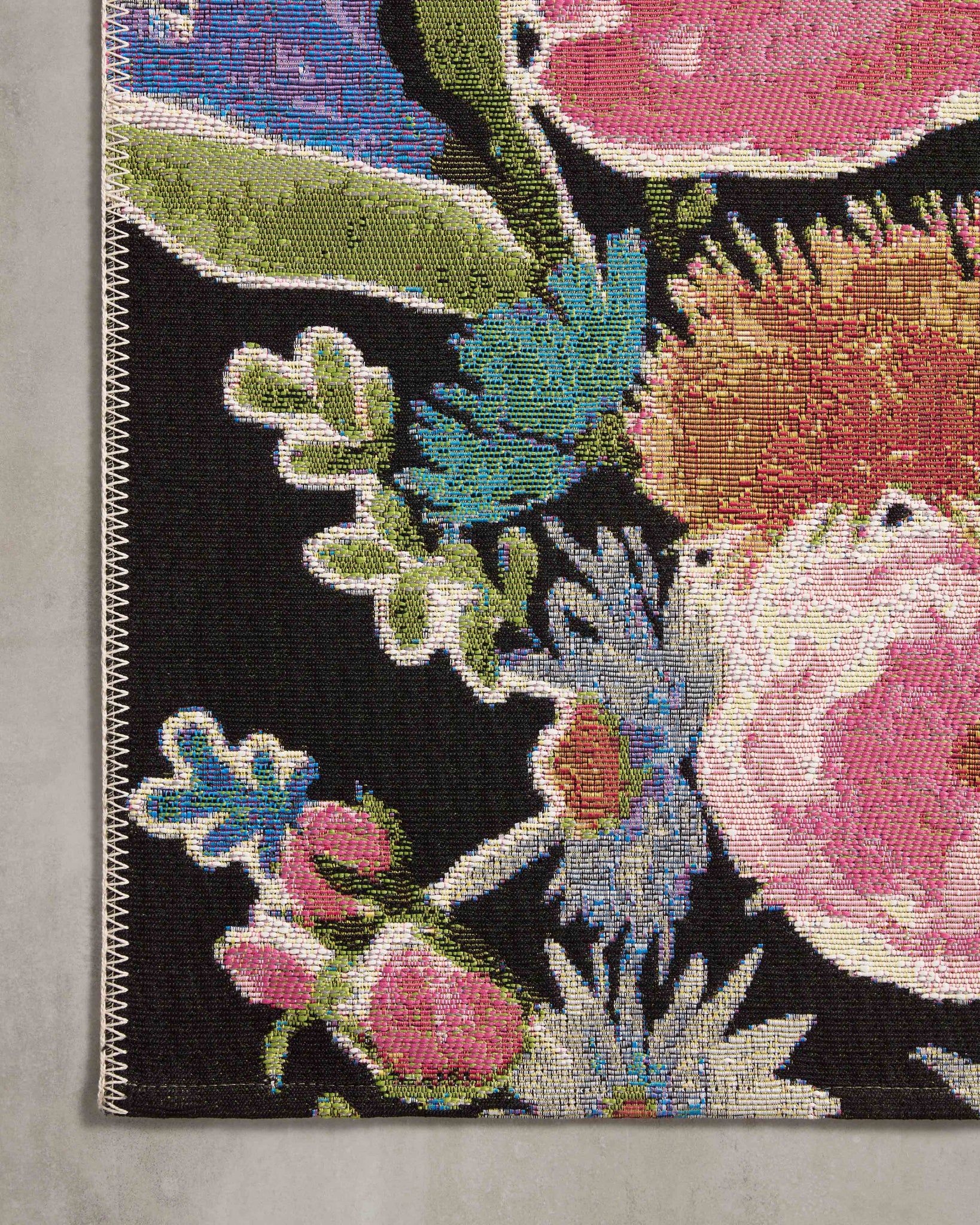 lifestyle view of Botanical Black / Multi luxury Rug