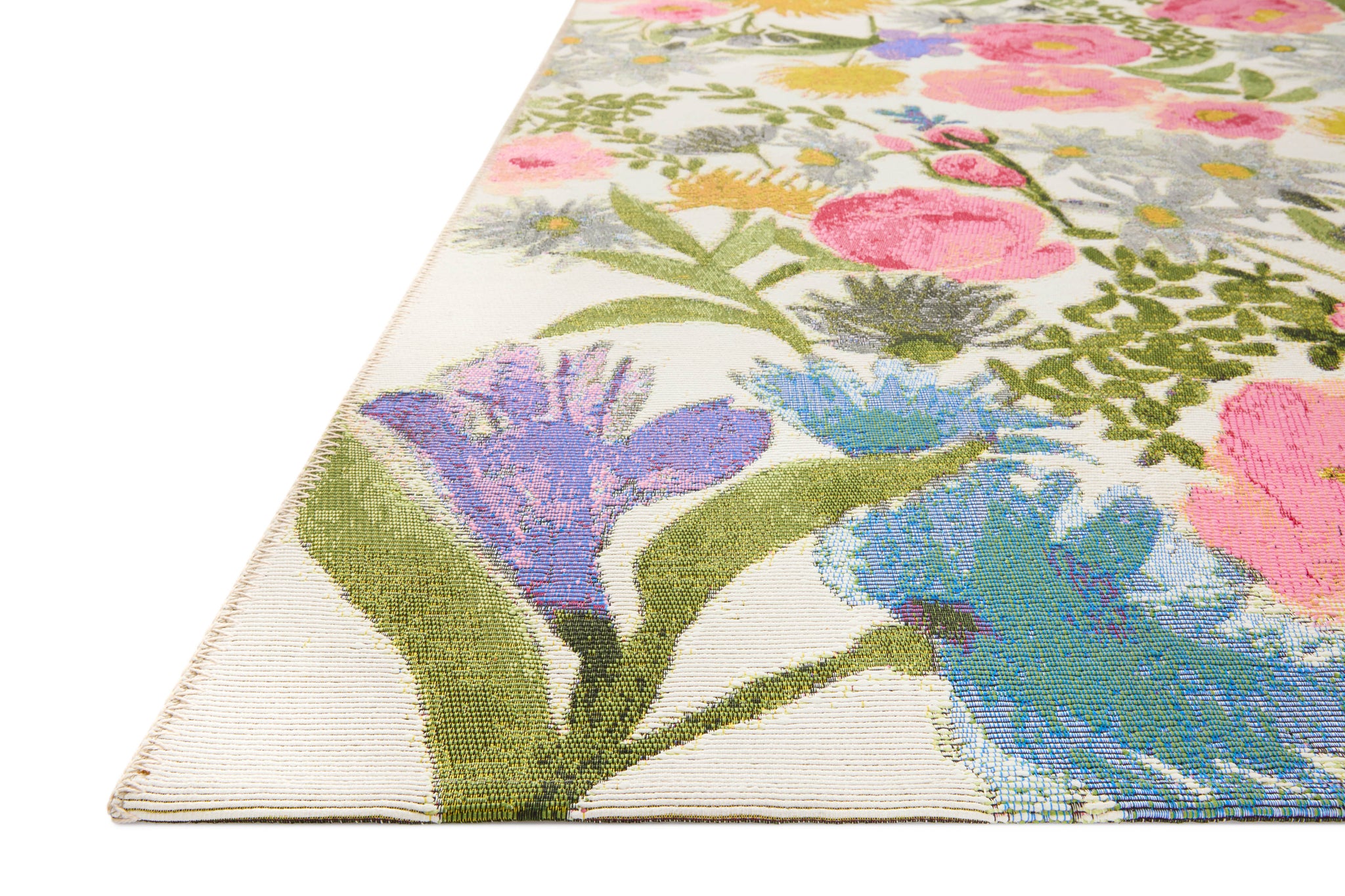 side view of Botanical Ivory / Multi luxury Rug