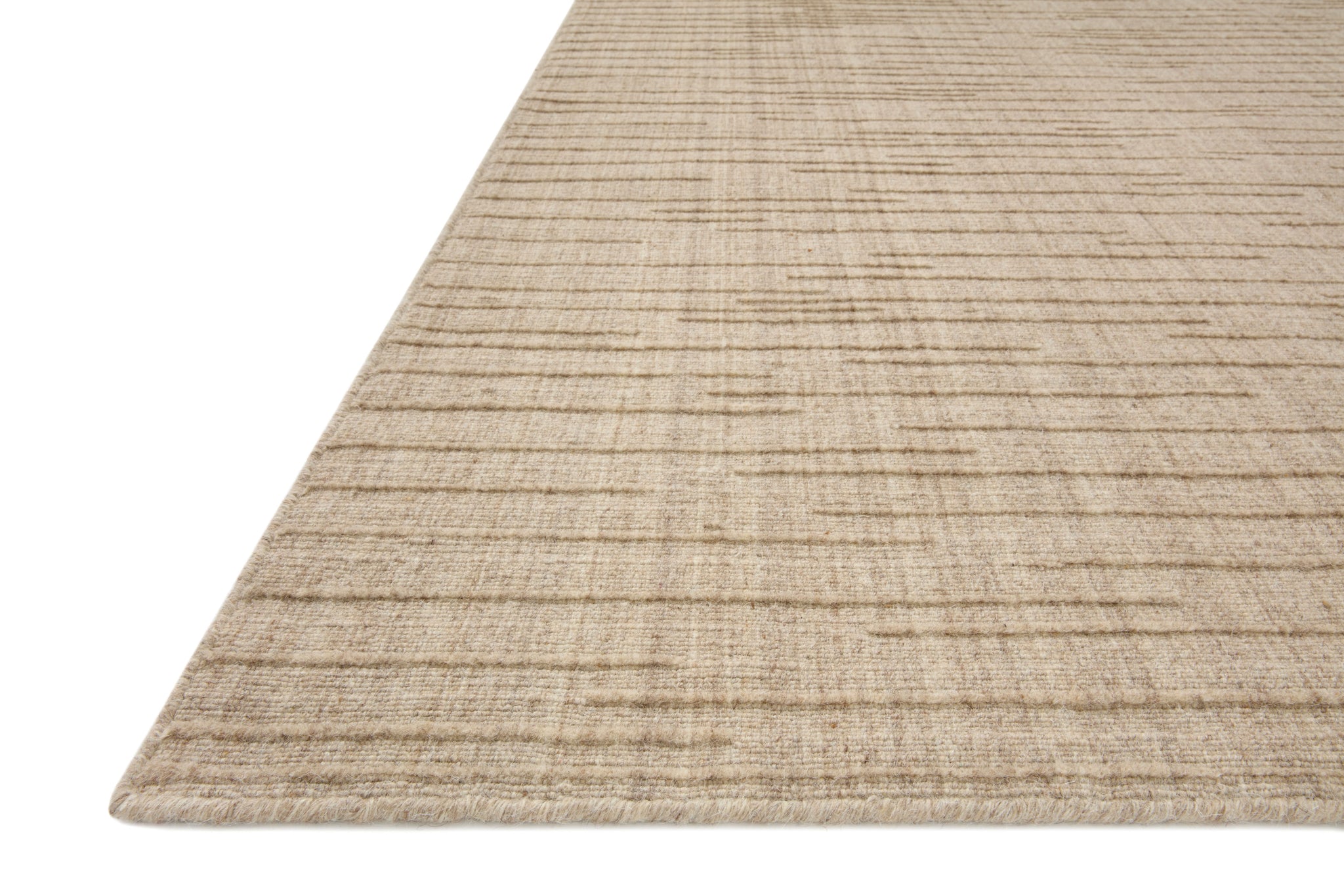 side view of Brooks Oatmeal luxury Rug
