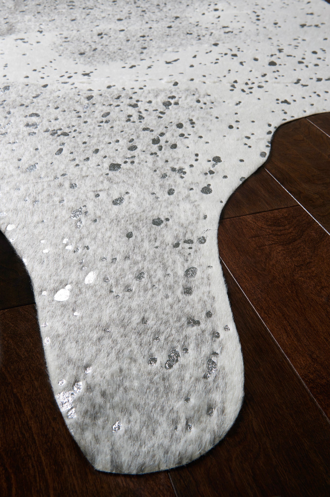 side view of Bryce Grey / Silver luxury Rug