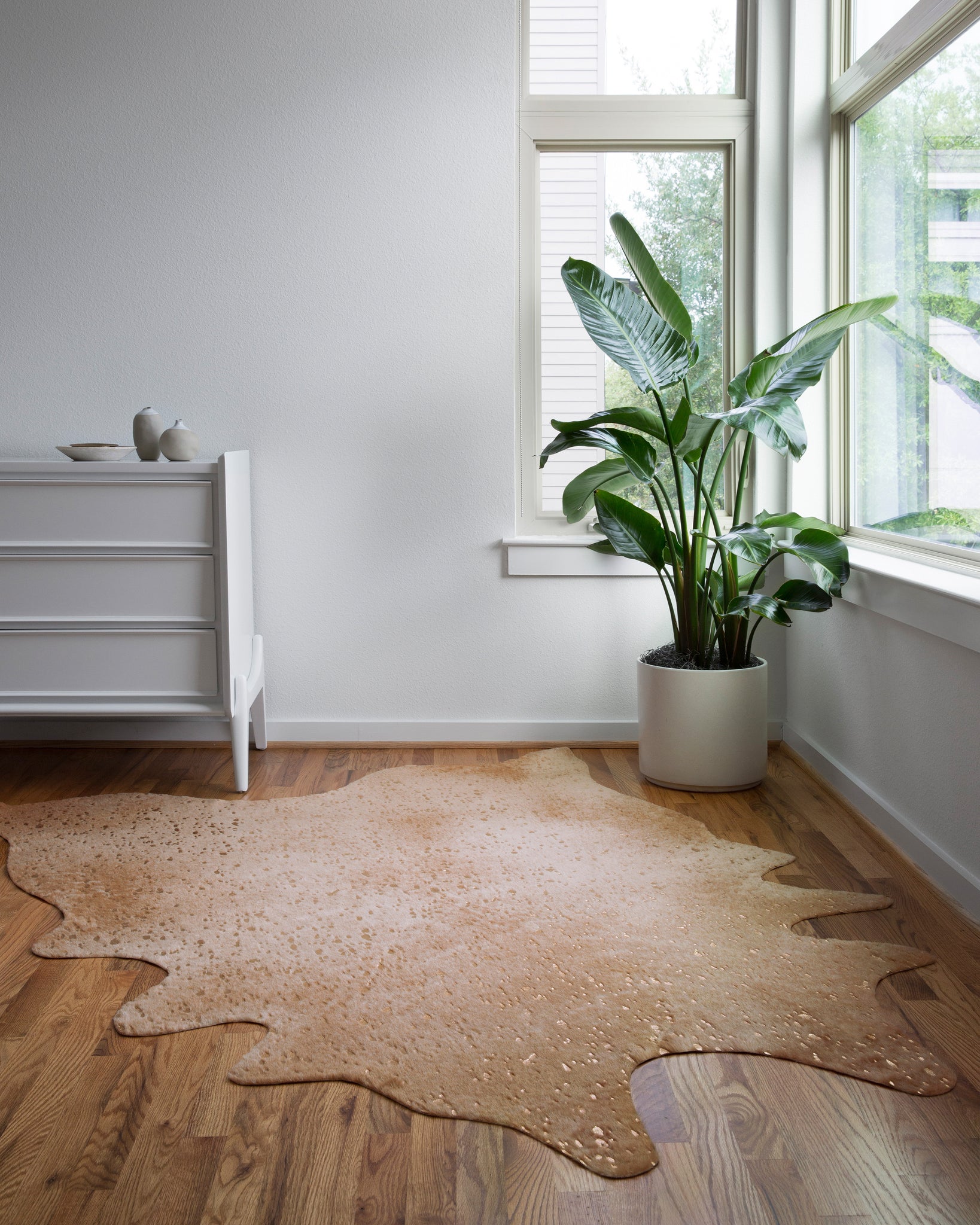 angle view of Bryce Tan / Gold luxury Rug