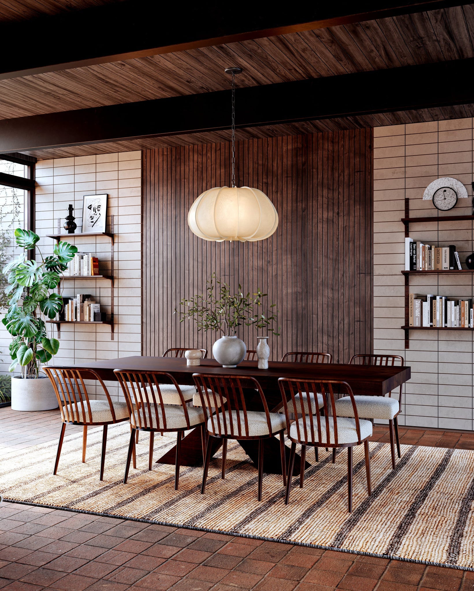 Bayu Pendant 26" styled in a bright kitchen for warm, layered light at Laurie Yapp Home.