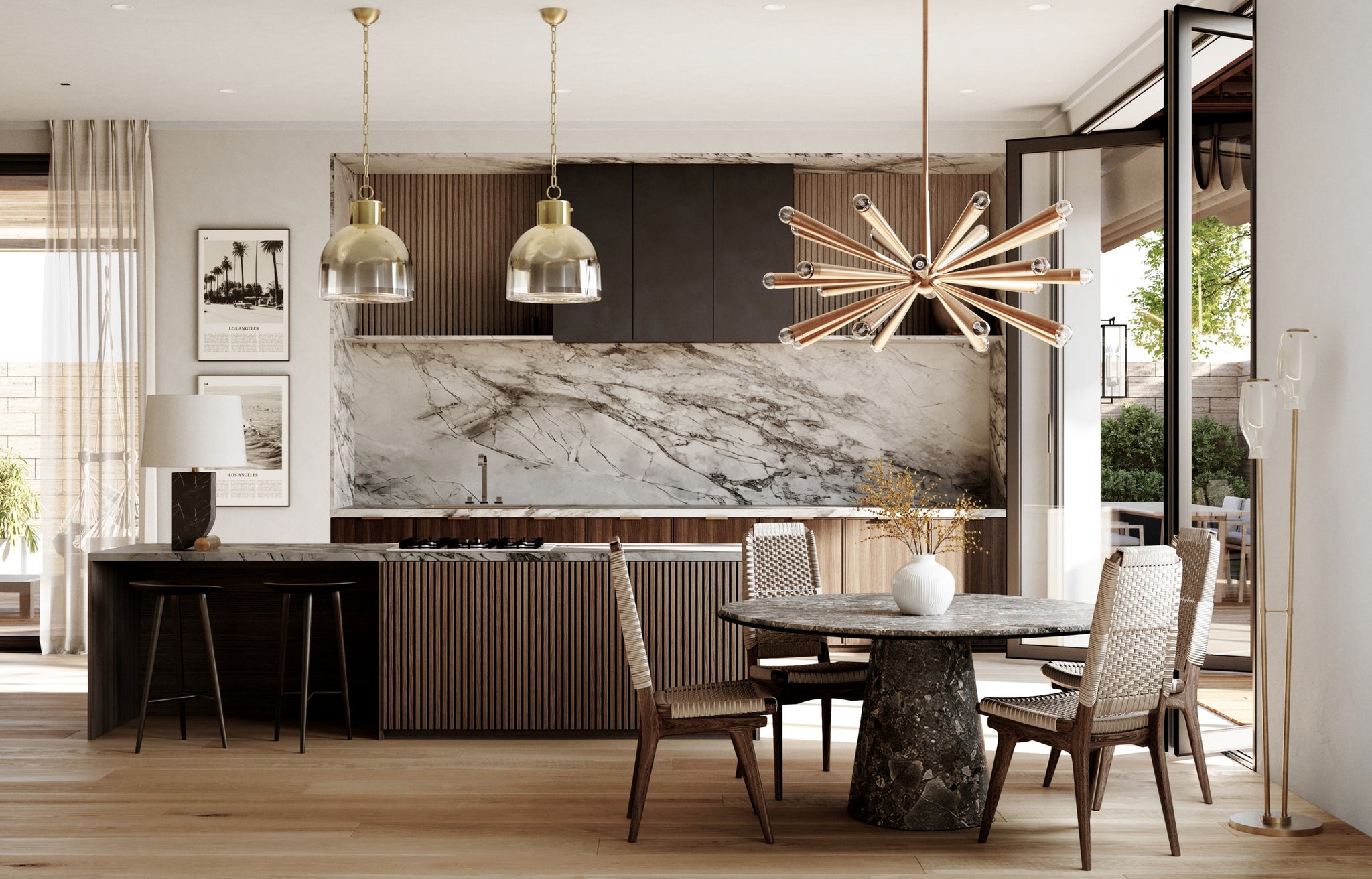 Beryl Pendant 15.75" styled in a bright kitchen for warm, layered light at Laurie Yapp Home.