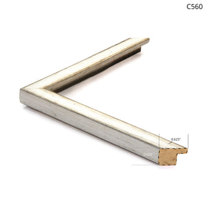 Silver frame corner with a simple design, showcasing a metallic finish.