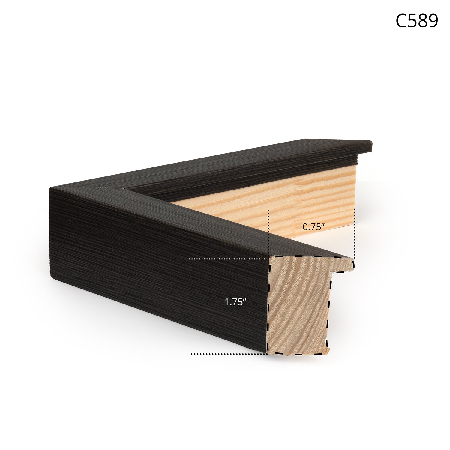 Close-up of a black wooden frame with a layered design