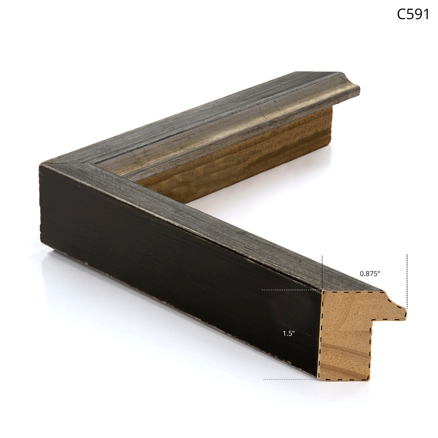 Black and wood picture frame with a modern design, featuring a sleek profile and clean lines.