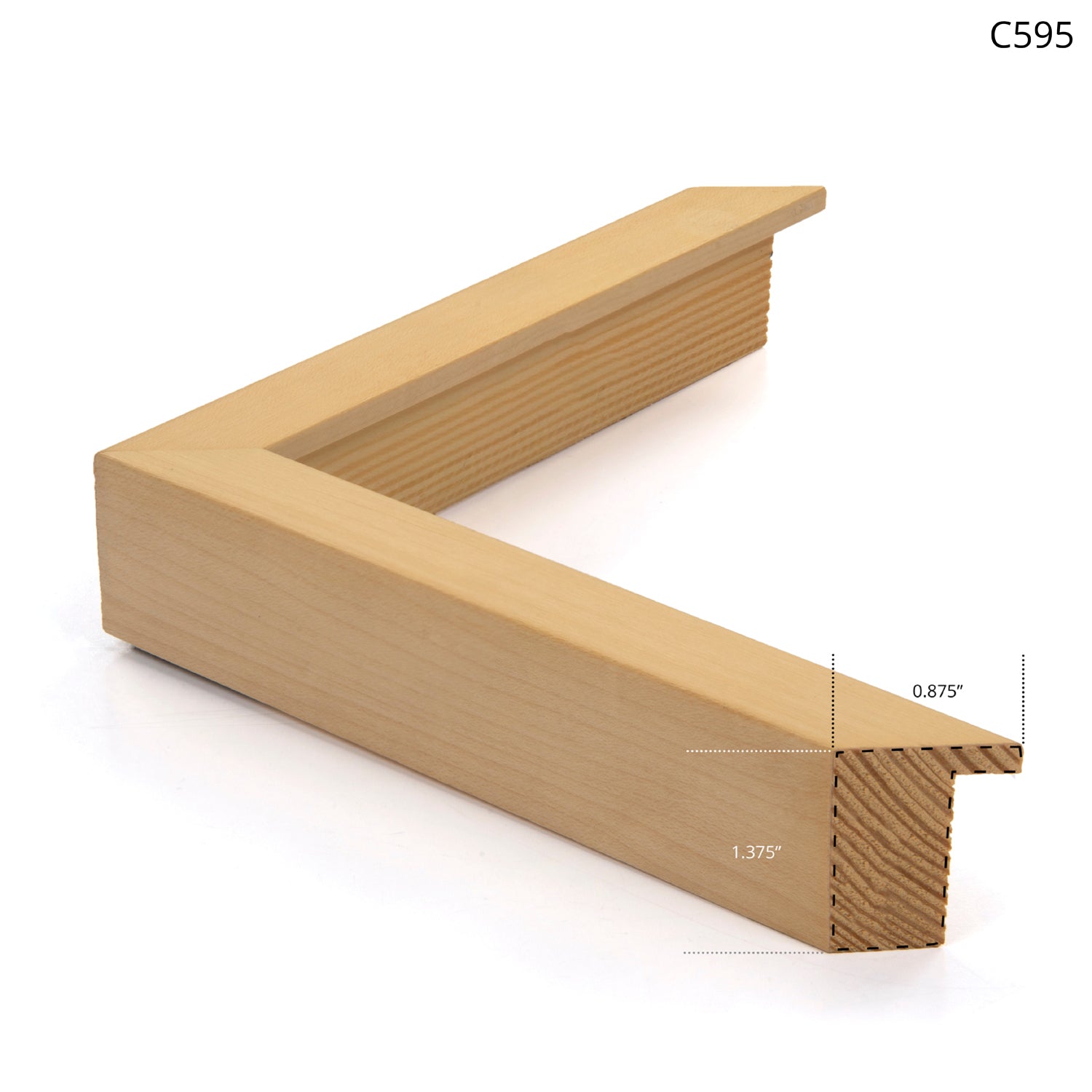 Light wood frame with a clean design, showcasing a corner view