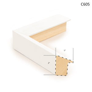 C605 white wooden frame corner showing a smooth finish and natural wood interior.