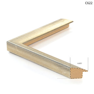 Light wood frame with a metallic finish, showing a corner view and detailed edge.