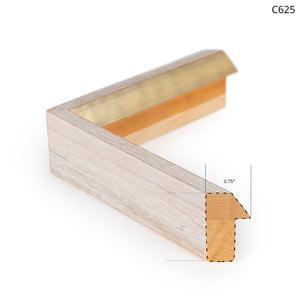 C625 frame detail showcasing a light wood finish with a brass inner edge.