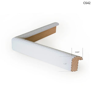 White textured frame corner for wall art with wooden backing