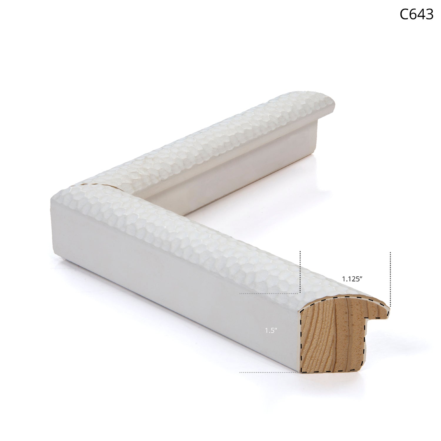 Textured white frame corner with a smooth finish, ideal for framing artwork.